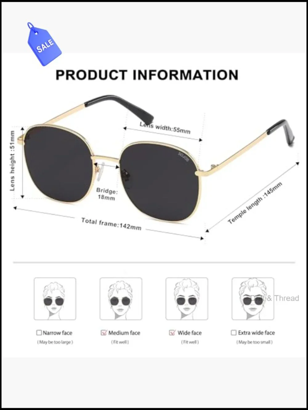 Trendy Square Sunglasses with UV400 Polarized Lenses Metal Frame